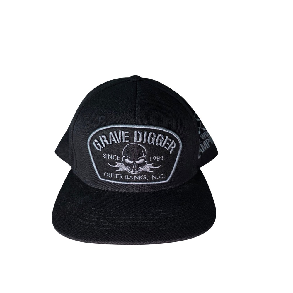 Monster Jam Grave Digger Hat Snapback Skull Embroidered Black Camo OSFM Racing